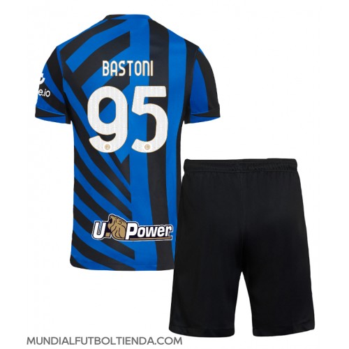 Camiseta Inter Milan Alessandro Bastoni #95 Primera Equipación Replica 2024-25 para niños mangas cortas (+ Pantalones cortos)